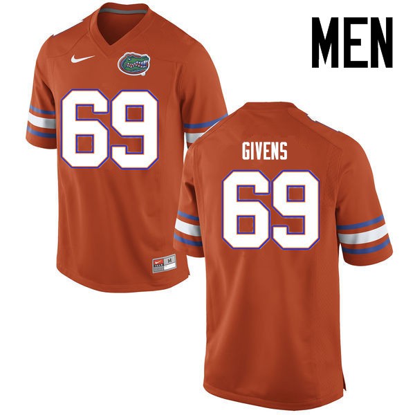 Florida Gators Men #69 Marcus Givens College Football Jerseys Orange